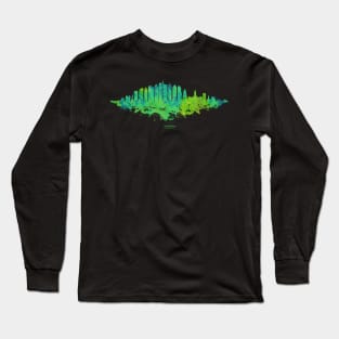 Philadelphia City Skyline - Watercolor Green, blue Long Sleeve T-Shirt